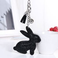 Leather animal Keychain Leather Tassel Pendant Souvenir Gifts Couple Crystal Key Chain Key Ring Hang Bag Charms Pendant
