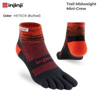 INJINJI ถุงเท้าวิ่ง แยกนิ้ว TRAIL MIDWEIGHT MINI-CREW COOLMAX METEOR  รุ่นวิ่งเทรล ข้อสั้น สี เมทีออร์ ของแท้