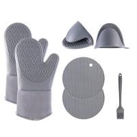 1 Set Multifunctional Heat Resistant Silicone Non-slip Durable Oven Pot Microwave Gloves Potholder Kitchen Oven Mitts Set