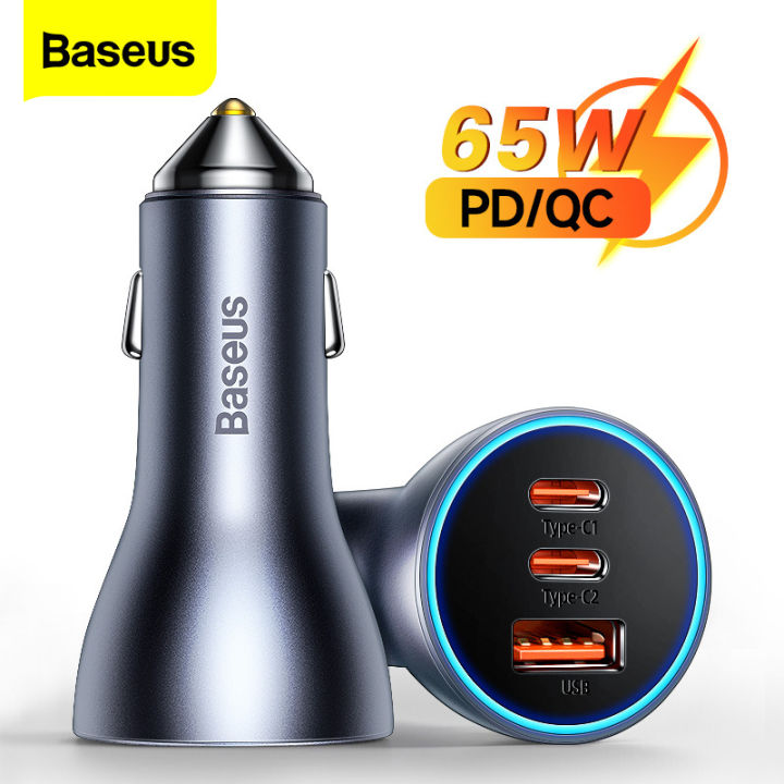 Baseus 65W USB Car Charger Type C Quick Charge QC  PD  Fast Car  Charging Charger For iPhone 14 13 12 Xiaomi Samsung Oppo Vivo 