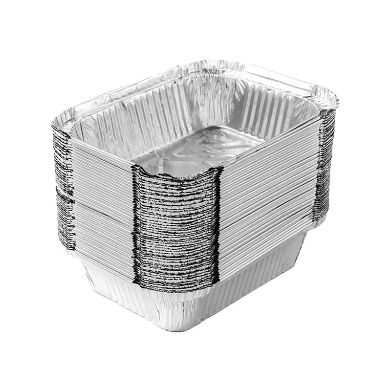 50pcs Disposable Aluminium Foil Food Container Trays with Lid