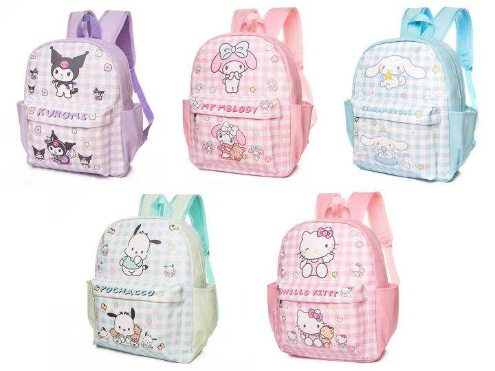 เป้นักเรียน-ลาย-sanrio-มี-5-ลาย-ขนาด-16-นิ้ว-วัสดุหนัง-pu-มีช่องใส่ของด้านหน้า-และด้านข้าง