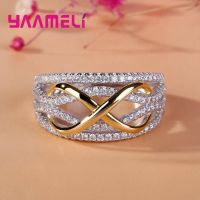 【LZ】✾  925 anel de amor infinito em prata esterlina para mulheres zircão cúbico brilhante bowknot letra 8 promessa da eternidade jóias para namorada