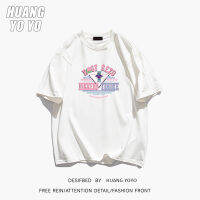 HUANGYOYO  เสื้อยืดแขนสั้นสำหรับผู้หญิงสำหรับผ้าฝ้ายบริสุทธิ์ลายพิมพ์สวมใส่สบายและทันสมัย