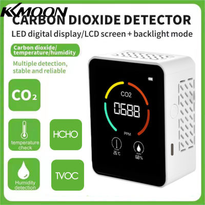 KKmoon เครื่องวัดคุณภาพอากาศเครื่องตรวจจับคาร์บอนไดออกไซด์แบบพกพา3-In-1 CO2เครื่องวัดความชื้นอุณหภูมิการตรวจจับ TVOC พร้อมจอแสดงผล LCD สำหรับรถบ้านสำนักงาน
