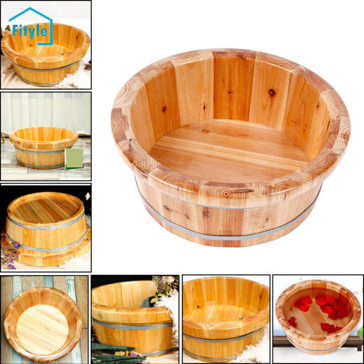 Fityle Foot Bathtub Wooden Bucket Foot Bath Barrel Foot Soaking Basin