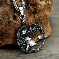 【CW】 VintageMedusa Snake PendantMenPunkSteel Greek Mythology Necklace Gothic Biker Amulet Jewelry Gift