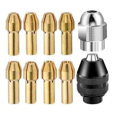Keyless Chuck Collet Set Brass Change Drill Collet 1/8In X 2 3/32In X 2 1/16In X 2 1/32In X 2