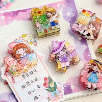 MOHAMM 1 Piece Acrylic Cute Cartoon Girl Clip for Journal Scrapbook Planners Photo Notes Stationery Storage