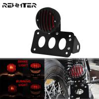 Universal Motorcycle Side Mount Tail Light w License Number Plate Bracket 12V Red Stop Brake Light For Harley Bobber For Suzuki