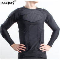 Mens Long Sleeve Sweatshirt Compression Shirt Ribs Chest Protector Basketball Football Protective Equipment Training Ball Wear