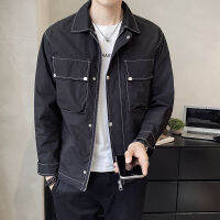 Legible Spring Autumn Jacket Men Casual Solid Loose Turn Down Collar Jackets for Man Big Pocket Coat