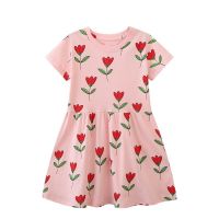 Jumping Meters 2-7T New Arrival Princess Girls Dresses Floral  Print  Cotton Summer Short Sleeve Baby Party Dress  Kids Costume  by Hs2023