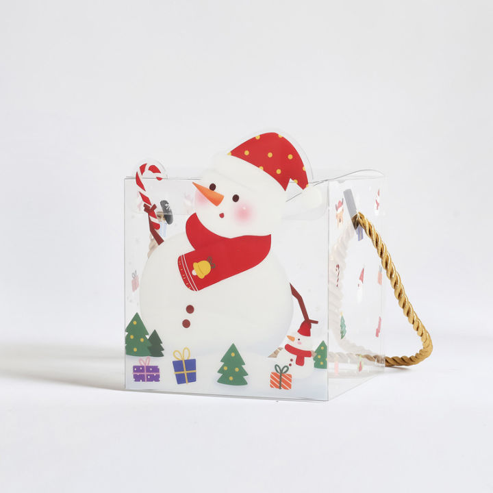 กล่องใส่ของขวัญห่อสำหรับลูกอมช็อคโกแลตคุกกี้กวางเอลก์ซานตาคลอสมนุษย์หิมะใสสำหรับงานปาร์ตี้-p5u7คริสต์มาส