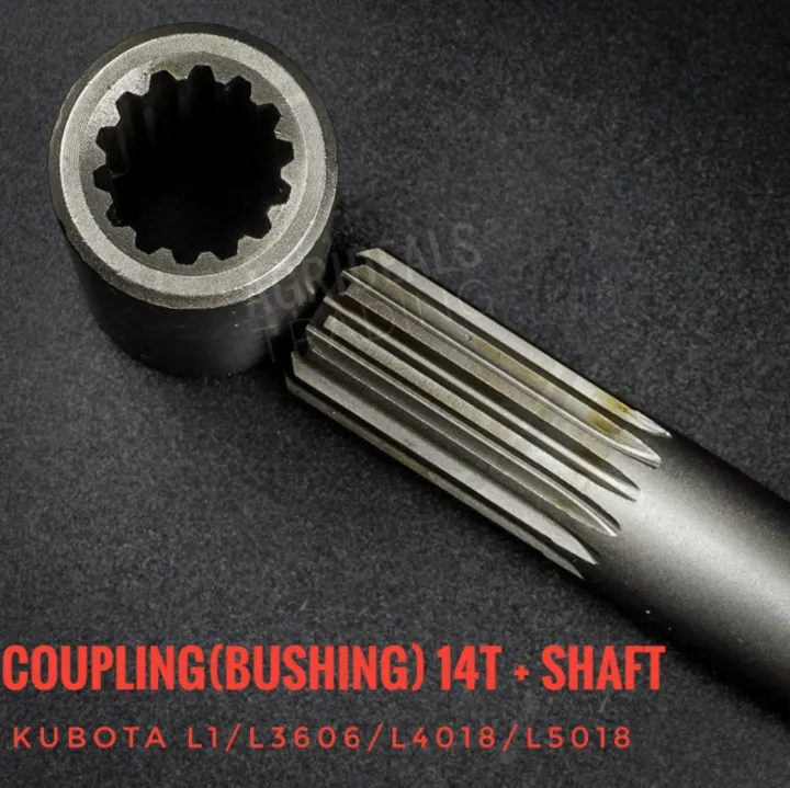 PROPELLER SHAFT COUPLING 14TEETH + SHAFT 4WD KUBOTA L1 L3608 L4018 L5018 C.R.R. MADE IN THAILAND
