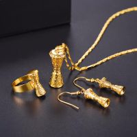 Collare KUNDU Drum Jewelry Sets For Women Gold Color Bridal Wedding PNG Style Ring Earrings Necklace Set Papua New Guinea S014