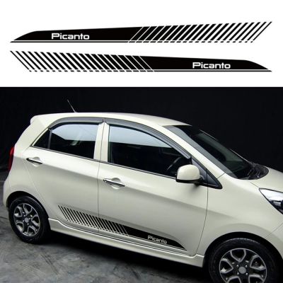 【CC】 2pcs Fashion Racing Striped Car stickers Picanto decorative door vinyl film decal accessories