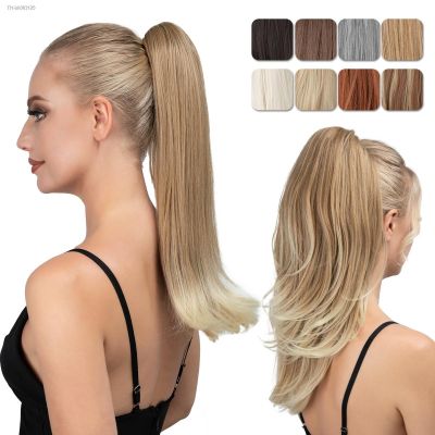 ✿❁ Synthetic Claw Clip In Ponytail Hair Extensions Hairpiece Long Silky Straight Fake Blonde Pigtail With Elastic Band Horse Tail