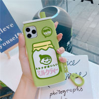 3D Cute Cartoon Japanese Milk Tea Drink Bottle Phone Case for iPhone 12 Mini 11 Pro XS Max XR X Soft TPU Cover With Finger Ring