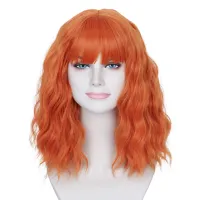 Missuhair Short Orange Wig with Bangs Women Shoulder Length Bob Hair Replacement Wig Daily Costume Wig… Wig  Hair Extensions Pads