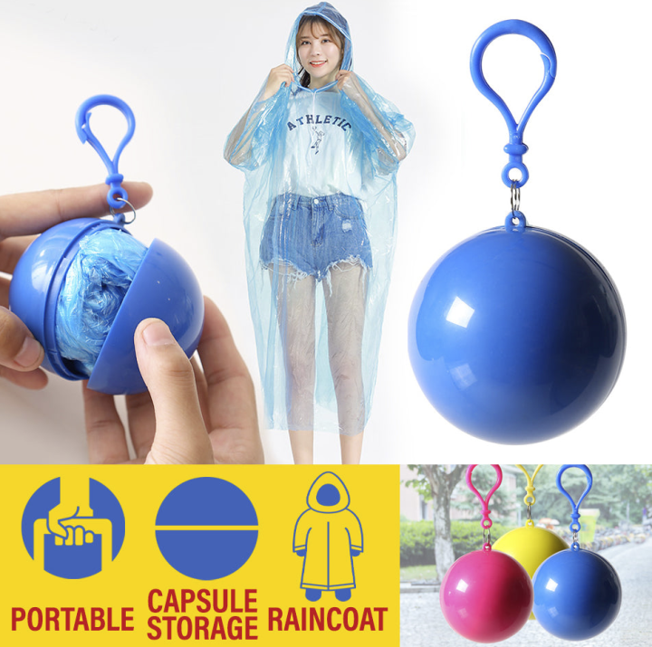 Raincoat Capsule Ball - Portable Disposable Plastic Rain Coat Mini 