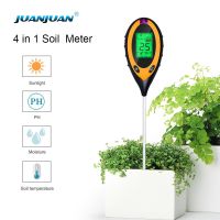 Professional Soil PH Meter 4 In 1 LCD Display Temperature Solar Moisture PH Garden Sunlight Tester for Gardening with Backlight Inspection Tools