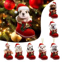 Santa Boot Christmas Dog Acrylic Ornament Christmas Stocking Animal Decoration Wholesale 2024 Xmas Tree Decor Hang Pendant Christmas Ornaments