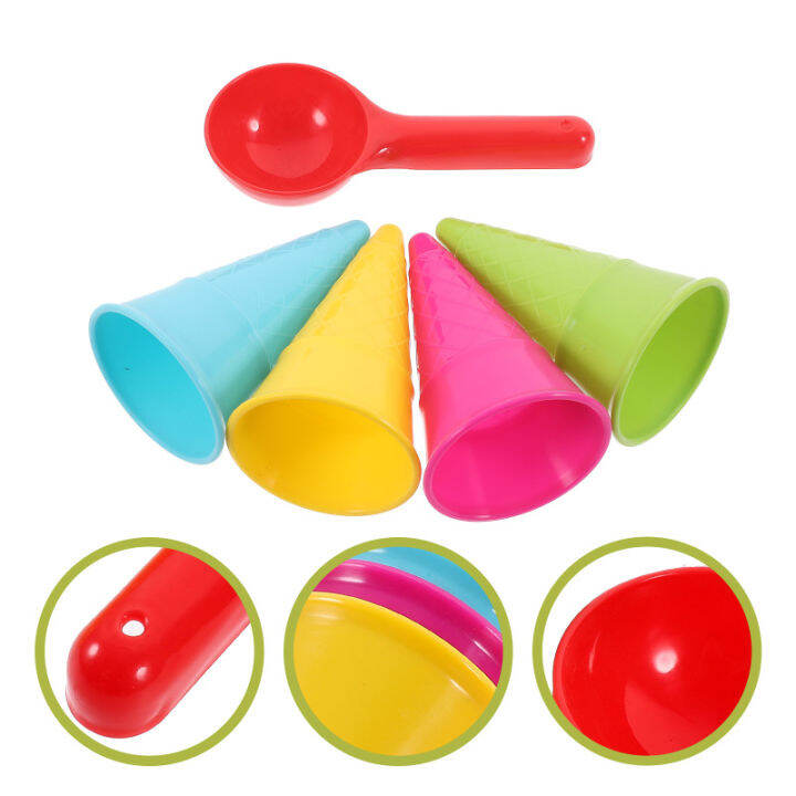 1 Set Beach Sand Toys Set Plastic Ice Cream Cones Scoop Ice Cream Sand Mold Set Seaside Toy