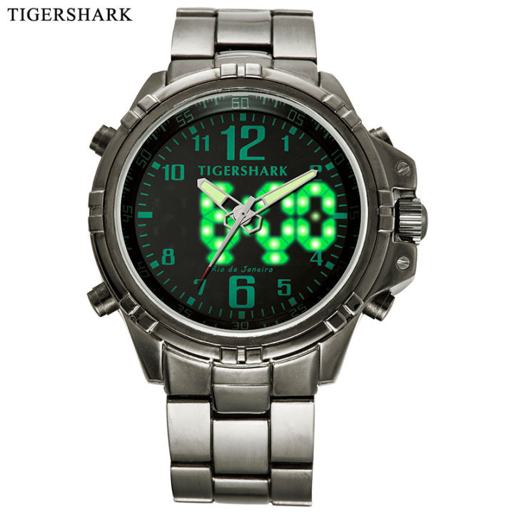 2021Men Sports Watches Fashion LED Digital Watches TIGERSHARK Brand Alloy Quartz Wristwatches 30M waterproof Relogios Masculino