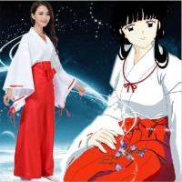 InuYasha Kikyo Miko Kimono คอสเพลย์เครื่องแต่งกายแม่มดญี่ปุ่นผู้หญิงสีขาวสีแดง Hakama กางเกงชุด Halloween