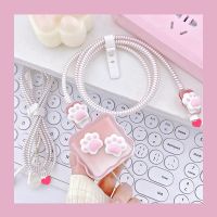 ฝาครอบเครื่องป้องกันที่ชาร์จอุ้งเท้าแมวแสนน่ารักเคสแบตสำรอง18W/20W ใหม่ใช้ได้กับ Iphone11 12 13 14เคสแบตสำรอง