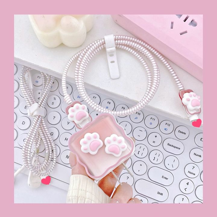 ฝาครอบเครื่องป้องกันที่ชาร์จอุ้งเท้าแมวแสนน่ารักเคสแบตสำรอง18w-20w-ใหม่ใช้ได้กับ-iphone11-12-13-14เคสแบตสำรอง