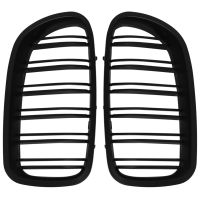 1 Pair Double Slat Line Front Bumper Grill Hood Kidney Grille Grill for 2010-2017 BMW 5 Series F10 F11 F18 M5 (Matte Black)