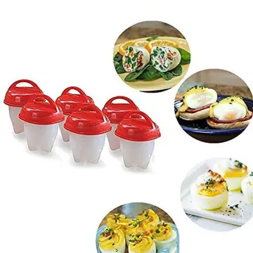 6Pcs Microwave Egg Cooker Egg Steamed Cups Holder Oven Egg Steamer Omlette  Maker