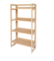 Shelving unit 4-tier, foldable, 77x37.5x154.5 cm.- maple