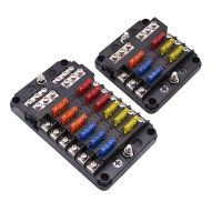 12V 32V Fuse Box Holder With Plastic Cover M5 Stud 6 Ways 12 Ways Blade Fuse Block Box LED Indicator Light For Car Boat Marine