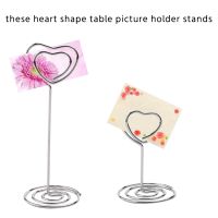 30 Pcs Card Holder Heart Shape Table Picture Stand Wire Tabletop Photo Holder Menu Clips for Wedding Party Number,Silver