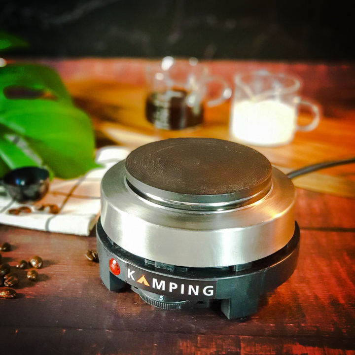 kamping-ชุดกาต้มมอคค่าพอท-moka-pot-3cup-เตาไฟฟ้ามินิ-500w-เครื่องบดมือหมุน-ช้อนตักกาแฟ