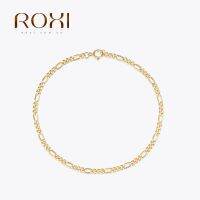 ROXI Pulseras Mujer 925เงินสเตอร์ลิงกำไลข้อมือฟิกาโรสำหรับปาร์ตี้กำไลข้อมือทอง18K แบบเรียบ