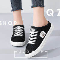 QZshop โปรโมชั่นดีๆ รองเท้าผ้าใบผู้หญิง แบบผูกเชือก ดีไซด์เก๋ พื้นนิ่มสวมใส่สบาย ใส่ได้กับทุกชุด ของต้องมีบอกเลย