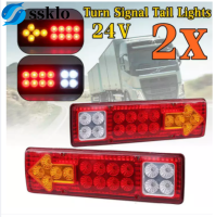 (Ssklo) 2PCS 24V 17 LED ด้านหลังไฟท้ายไฟสัญญาณเลี้ยวสำหรับรถยนต์รถบรรทุกพ่วง-Intl