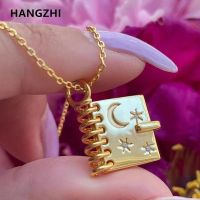 Star Moon Gold Color Openable Book Pendant Charm Necklace Metal Photo Lockets for Women Couple Party Jewelry HangZhi 2022 New