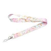 1 Pc Kawaii Unicorn Pattern สายคล้องศัพท์ Lanyard พร้อมพวงกุญแจโรงเรียนสำนักงานนักเรียน ID ชื่อ Pass Bus Card Badge Holder