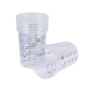 600ML Transparent Plastic Paint Cup Disposable Cup Paint Scale PP