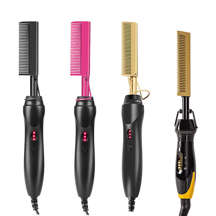 hair-curler-iron-flat-wet-dry-hair-straightener-curling-heating-comb-straightening-brush-electric-hot-comb-titanium-alloy