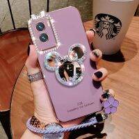 เคสโทรศัพท์สำหรับ A76 A96 OPPO พร้อมกระจกและสายคล้องสั้น