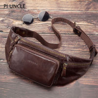 PIUNCLE Brand Fashion Mens Genuine Leather Waist Fanny Packs Belt Bags Thin Body Motorcycle Bike Women Chest Shoulder Packs For Men Vintage Cowhide Unisex Cell Phone Pouch Pockets Money Purse Multi-pockets Travel Sports Bag For Men Soft Leather