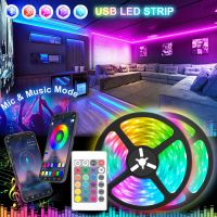 【LZ】vlp533 Usb Led Strip Lights 5V Rgb Tape 5050 Led Ribbon Bluetooth Music Colorful Gaming Children Room Decoration 5M 10M White Led Band