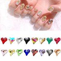 Nail Art Rhinestone Pointed Bottom Crooked Heart Classic Crystal Glass Modeling 8mm 3D Fingernail DIY Decoration