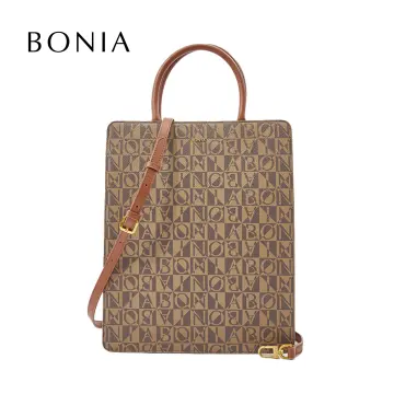 Authentic BONIA Monogram Leather Big Tote Bag, Luxury, Bags